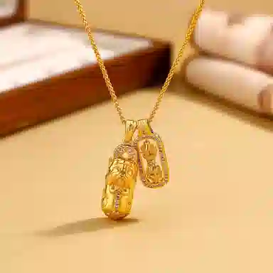 迎百宝 貔貅金刚杵 好运 新中式国潮转运抓钱吞金神兽珠宝感 项链 男女同款情侣款