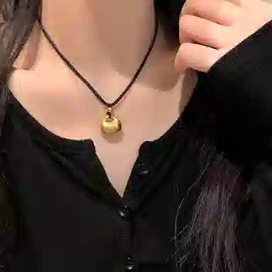 迎百宝 新中式福气满满小金锁编织绳可调节万福金安事事顺利轻奢高级感 小胖福平安锁 合金 项链 通用