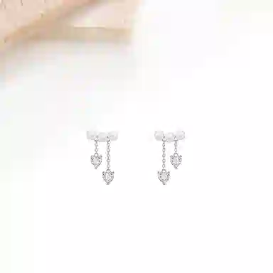 迎百宝 爱心小 流苏轻奢气质甜美可爱小众高级感闪钻简约百搭气质 合金 耳环 女款