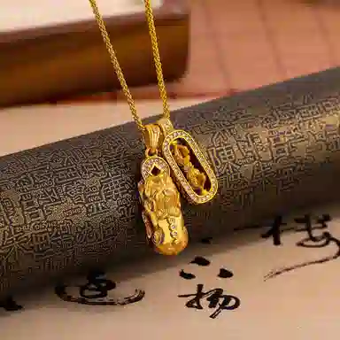迎百宝 貔貅金刚杵 好运 新中式国潮转运抓钱吞金神兽珠宝感 项链 男女同款情侣款