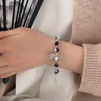 迎百宝 青花瓷 招财纳福新中式国潮风碎冰蓝本命年转运蝴蝶元素 古风优雅气质灵动百搭 合金 手链 女款