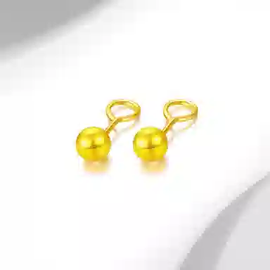 迎百宝 光面金豆豆经典小金珠 中式简约百搭通勤 时尚大气小金豆 无性别耳饰#好运 合金 耳钉 男女同款情侣款