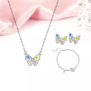 迎百宝 梦幻蝴蝶系列 幻彩多巴胺轻奢高级感精致灵动在逃公主 清冷温柔氛围感套装#好运 合金 耳钉 男女同款情侣款