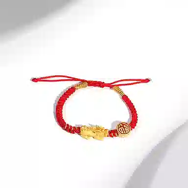 迎百宝 纳福貔貅 好运 福在眼前 新中式国潮风吸金抓钱吞金兽福牌编织福牌 时尚精致气质百搭蛇年本命 手链 男女同款情侣款