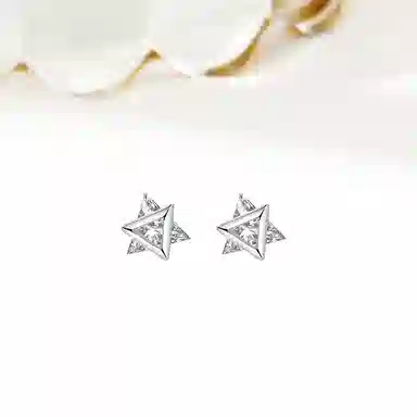 迎百宝 三生石潮酷中性冷淡风无性别 日常实用几何镂空设计 小众设计层次感轻奢优雅三角形锆石 合金 耳钉 男女同款情侣款