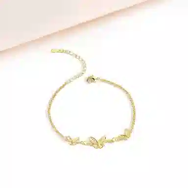 迎百宝 在逃公主金蝴蝶转运轻奢精致甜美高级感车花工艺镭射闪耀气质优雅森系 小众设计灵动蝴蝶 合金 手链 女