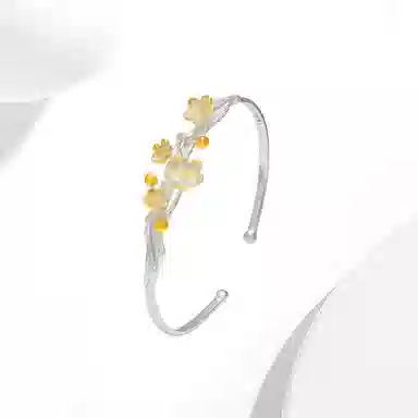 迎百宝 十二花神守护系列复古国风新中式轻奢花朵 精致优雅轻奢高级感个性创意日常小众设计感森系古风 开口可调节 合金 手镯 女款