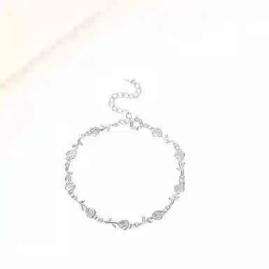 迎百宝 玫瑰花 小众设计温柔气质甜美清新高级感锆石可调节锁骨链 闺蜜同款百搭时尚感 项链手链一套约会告白甜蜜饰爱纪念礼 女款