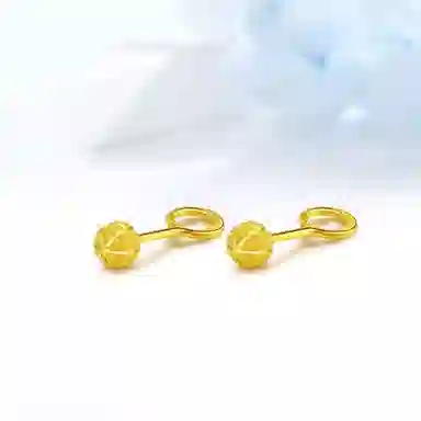 迎百宝 经典百搭新中式钉砂工艺车花地球仪小金豆 简约精致无性别 通勤气质高级感 合金 耳钉 男女同款情侣款