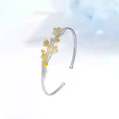 迎百宝 十二花神守护系列复古国风新中式轻奢花朵 精致优雅轻奢高级感个性创意日常小众设计感森系古风 开口可调节 合金 手镯 女款