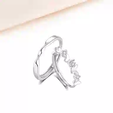 迎百宝 莫比乌斯 小众设计感轻奢甜美爱无止境可调节 合金  锆石 戒指 男女同款情侣款
