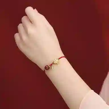 迎百宝 如意桃花 好运 新中式国潮显白高级感转运珠红绳 合金 手链 男女同款情侣款