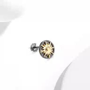 迎百宝 日月星辰 好运 镂空花纹重工小众设计时尚潮流高级感宇宙浪漫黑金配色耳钉 星星月亮太阳精致百搭中性风耳饰 男女同款情侣款