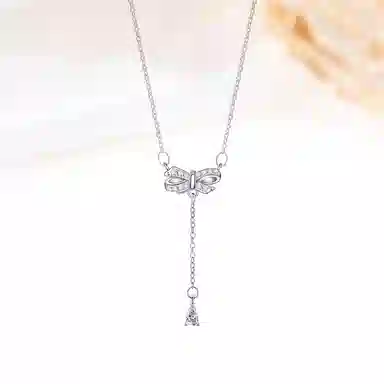 迎百宝 蝴蝶结 仙气灵动少女感流苏精致闪耀氛围感锆石 小众设计甜美浪漫公主风温柔气质修饰脸型 通勤约会甜蜜饰爱项链 女款
