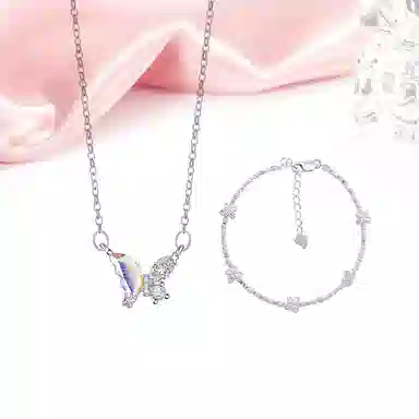 迎百宝 蝴蝶仙子碎银子多巴胺灵动璀璨闪耀转运高级感 合金 项链 男女同款情侣款