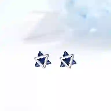 迎百宝 三生石潮酷中性冷淡风无性别 日常实用几何镂空设计 小众设计层次感轻奢优雅三角形锆石 合金 耳钉 男女同款情侣款