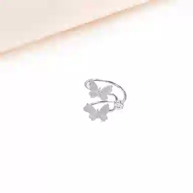 迎百宝 蝶舞纷飞 蝴蝶萦绕无耳洞福音气质高级感 小众设计拉丝工艺本命年转运蝴蝶 合金 耳夹 男女同款情侣款