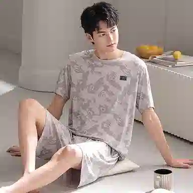 好福份 休闲舒适柔软短袖睡衣套装 男款