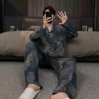 好福份 牛仔蓝调睡衣长袖长裤 男款