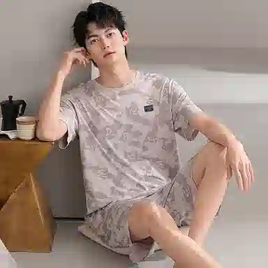 好福份 休闲舒适柔软短袖睡衣套装 男款