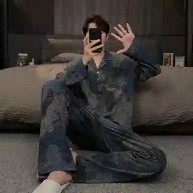 好福份 牛仔蓝调睡衣长袖长裤 男款