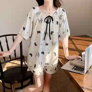 好福份 带胸垫温柔轻盈满印睡衣套装 女款