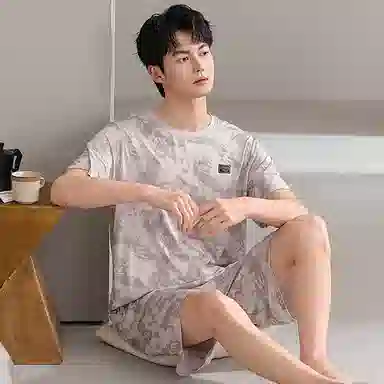 好福份 休闲舒适柔软短袖睡衣套装 男款