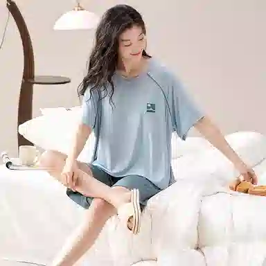 好福份 夏季情侣时尚柔软家居服睡衣套装 男女同款