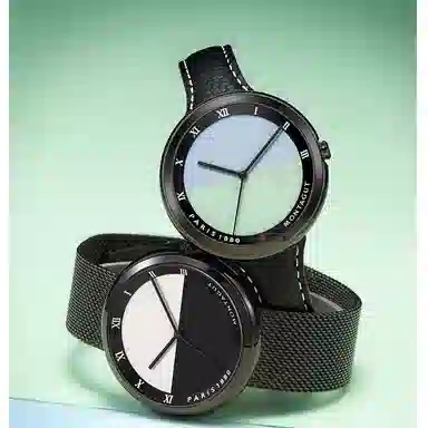 梦特娇 简约手表时尚 新概念腕表 石英机芯 网带表带 国表 男女同款 黑色表盘 防水