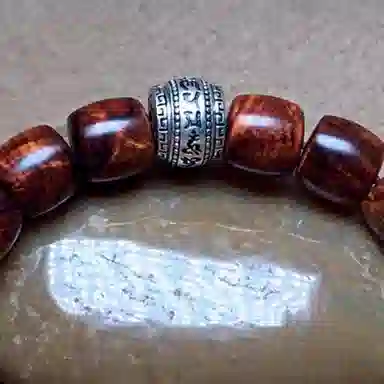 檀欣 收藏级 六字箴言浓郁降香黄檀瘤疤水波纹老型桶珠文玩佛珠 轻奢复古招财平安转运珠手饰#好运 花梨木 手串 男女同款情侣款