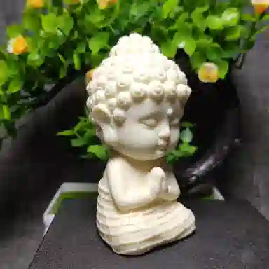 檀欣 精雕刻双手合十大日如来佛祖手把件吉祥平安可爱宝宝家居汽车装饰品 象牙果 其他菩提类摆件 男女同款情侣款 礼盒装