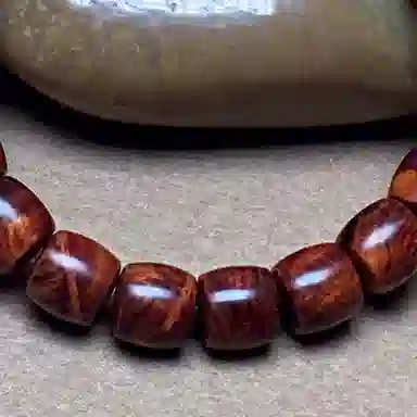 檀欣 收藏级 六字箴言浓郁降香黄檀瘤疤水波纹老型桶珠文玩佛珠 轻奢复古招财平安转运珠手饰#好运 花梨木 手串 男女同款情侣款