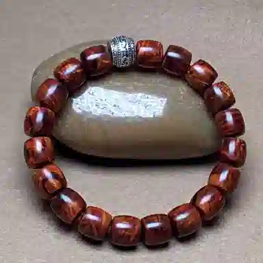 檀欣 收藏级 六字箴言浓郁降香黄檀瘤疤水波纹老型桶珠文玩佛珠 轻奢复古招财平安转运珠手饰#好运 花梨木 手串 男女同款情侣款