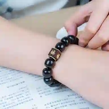 【见花•幸福】 檀欣 新中式国潮复古 老型珠四面福文玩转运珠小叶佛珠 文艺盘玩念珠绕指柔#好运 紫檀属 手串 男女同款情侣款