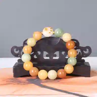 檀欣 新中式 多宝珠招财猫爪 小众复古设计纳福平安 文玩盘玩绕指柔念珠佛珠 菩提根 菩提类手串 女款 礼盒装
