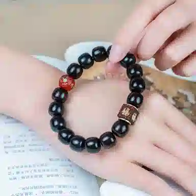 【见花•幸福】 檀欣 新中式国潮复古 老型珠四面福文玩转运珠小叶佛珠 文艺盘玩念珠绕指柔#好运 紫檀属 手串 男女同款情侣款