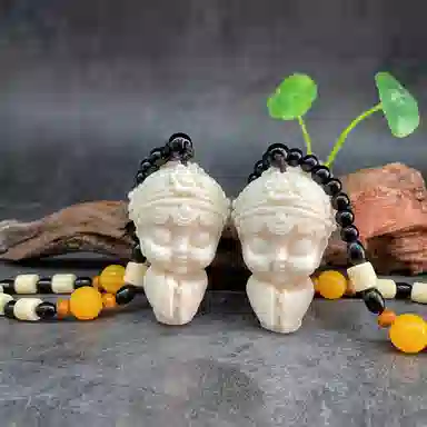 檀欣 新中式国朝文玩潮件 精雕戏曲国风青衣 象牙果 菩提手把件 男女同款情侣款