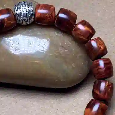 檀欣 收藏级 六字箴言浓郁降香黄檀瘤疤水波纹老型桶珠文玩佛珠 轻奢复古招财平安转运珠手饰#好运 花梨木 手串 男女同款情侣款