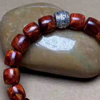 檀欣 收藏级 六字箴言浓郁降香黄檀瘤疤水波纹老型桶珠文玩佛珠 轻奢复古招财平安转运珠手饰#好运 花梨木 手串 男女同款情侣款