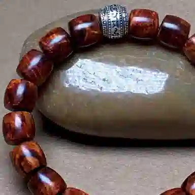 檀欣 收藏级 六字箴言浓郁降香黄檀瘤疤水波纹老型桶珠文玩佛珠 轻奢复古招财平安转运珠手饰#好运 花梨木 手串 男女同款情侣款