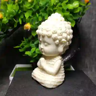 檀欣 精雕刻双手合十大日如来佛祖手把件吉祥平安可爱宝宝家居汽车装饰品 象牙果 其他菩提类摆件 男女同款情侣款 礼盒装