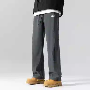 海底小纵队 美式高街基础字母印花潮流时尚百搭显瘦日常通勤简约基础拼接直筒休闲裤 男女同款