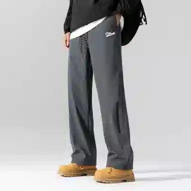 海底小纵队 美式高街基础字母印花潮流时尚百搭显瘦日常通勤简约基础拼接直筒休闲裤 男女同款