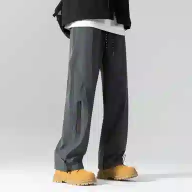 海底小纵队 美式高街基础字母印花潮流时尚百搭显瘦日常通勤简约基础拼接直筒休闲裤 男女同款