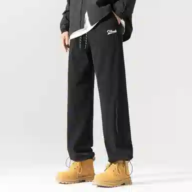 海底小纵队 美式高街基础字母印花潮流时尚百搭显瘦日常通勤简约基础拼接直筒休闲裤 男女同款