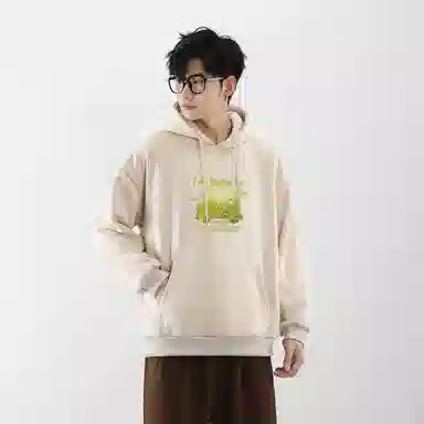 海底小纵队 美式高街复古油画创意花卉个性字母印花简约基础款重磅舒适百搭宽松休闲时尚高级感套头落肩校园风长袖卫衣 男女同款