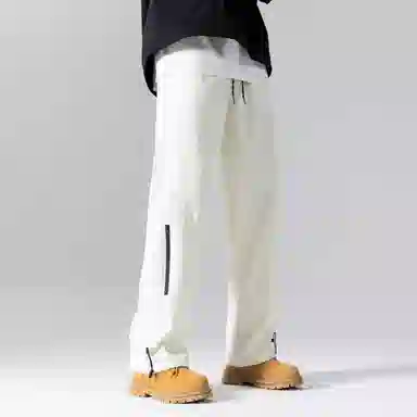 海底小纵队 美式高街基础字母印花潮流时尚百搭显瘦日常通勤简约基础拼接直筒休闲裤 男女同款