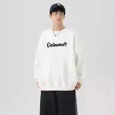 海底小纵队 美式复古山茶花花体字母印花时尚潮流重磅多巴胺日常出行宽松落肩无性别主义休闲圆领长袖卫衣 男女同款