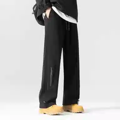 海底小纵队 美式高街基础字母印花潮流时尚百搭显瘦日常通勤简约基础拼接直筒休闲裤 男女同款