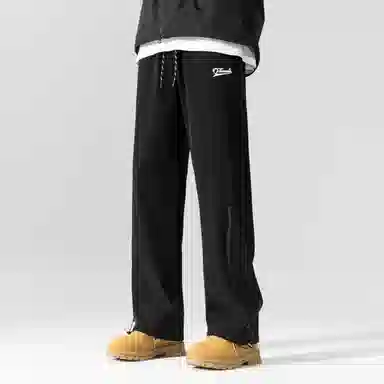 海底小纵队 美式高街基础字母印花潮流时尚百搭显瘦日常通勤简约基础拼接直筒休闲裤 男女同款